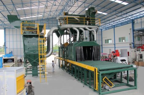 Máy phun bi làm sạch thép hình, thép tấm, dầm thép - May phun bi lam sach thep hinh, thep tam, dam thep