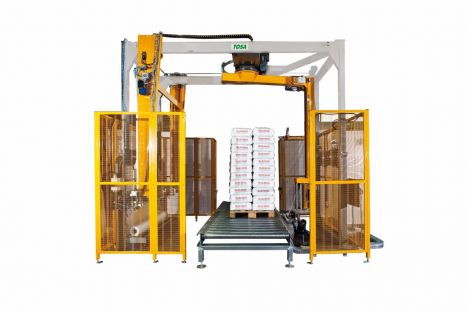 Máy quấn màng pallet tự động dạng khung tay quay - May quan mang pallet tu dong dang khung tay quay