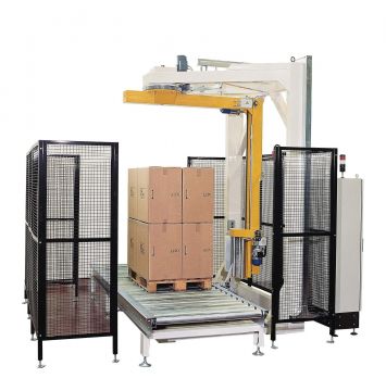 Máy quấn màng pallet tự động trên băng tải - May quan mang pallet tu dong tren bang tai